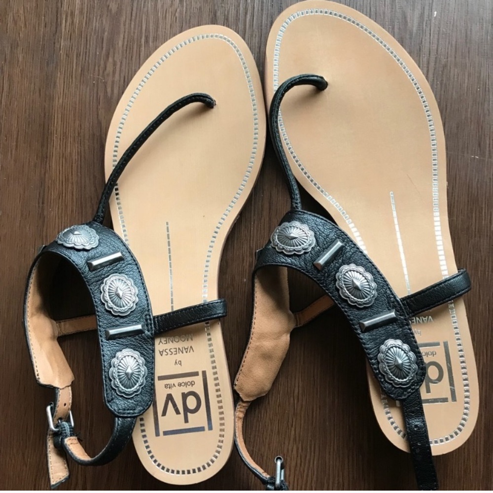 Dolce Vita x VM Black Leather & Grommet Sandals